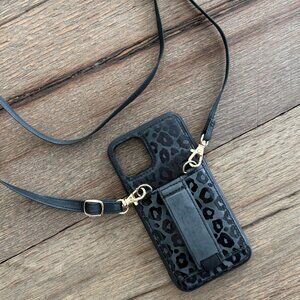 Walli iPhone 11 Pro Wallet Crossbody Case| Blacked Out Leopard